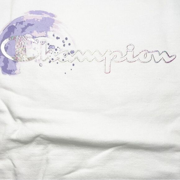Champion Powerblend Pullover in White with Iridescent Chest Logo - Picture 5 of 7
